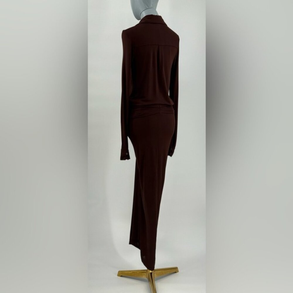 🆕 RAT & BOA 🧿 NWOT Rucci Long Sleeve Ruched Shirt Dress, Brown - Sz XXS - Picture 9 of 16